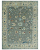 Gray and Beige Hand Knotted Wool Area Rug with Traditional Oushak Soft Pile Design by The Rug Decor