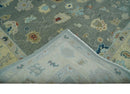 Gray and Beige Hand Knotted Wool Area Rug with Traditional Oushak Soft Pile Design by The Rug Decor