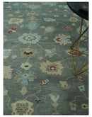 Gray and Beige Hand Knotted Wool Area Rug with Traditional Oushak Soft Pile Design by The Rug Decor