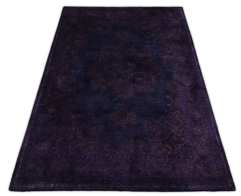 Blue and Purple Plum Overdyed Handmade Premium Custom Made Wool Area Rug