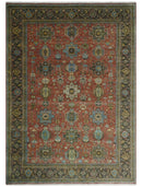 3x5, 4x6 and 10x14 Rust, Charcoal and Beige Hand Knotted Antique Serapi Wool Area Rug by The Rug Decor