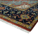 Hand Knotted Wool Area Rug Traditional Heriz Serapi Rust Blue by The Rug Decor