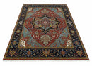 Hand Knotted Wool Area Rug Traditional Heriz Serapi Rust Blue by The Rug Decor