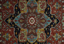Hand Knotted Wool Area Rug Traditional Heriz Serapi Rust Blue by The Rug Decor