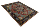 Hand Knotted Wool Area Rug Traditional Heriz Serapi Rust Blue by The Rug Decor