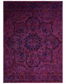 Overdyed Pink Traditional Floral Design Hand Tufted  Wool Area Rug