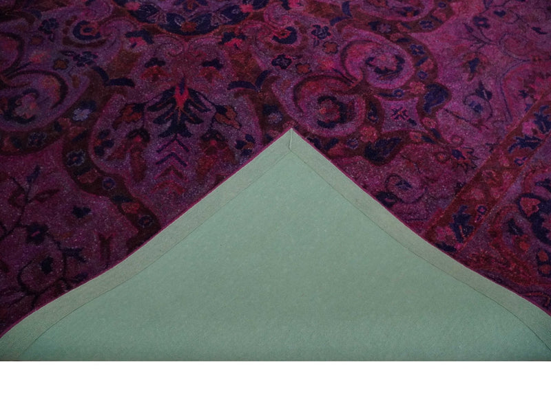 3x5, 5x8, 8x11 Pink Wine and Blue Overdyed Classic Wool Area Rug