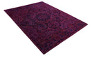 Overdyed Pink Traditional Floral Design Hand Tufted  Wool Area Rug