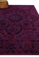 Overdyed Pink Traditional Floral Design Hand Tufted  Wool Area Rug