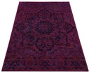 Pink Overdyed Traditional Floral Design Hand Tufted Wool Area Rug by The Rug Decor