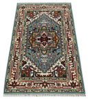 3x5 and 4x6 Mustard, Aqua and Ivory and Brown Traditional Hand knotted wool Area Rug by The Rug Decor