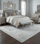 Beige Brown Silver Antique Finish Oriental Silk Area Rug 3x5