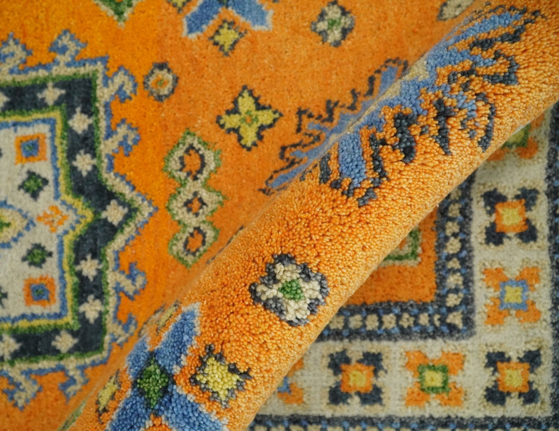 3x5 Gold and Blue Wool Hand Knotted traditional Vintage Antique Southwestern Kazak | TRDCP36735