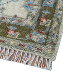 3x5 Hand knotted Beige And Blue Traditional Design Wool Area Rug