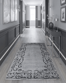 Silver and Gray Floral Art Silk Area Rug 3x5 Hand Woven Carved