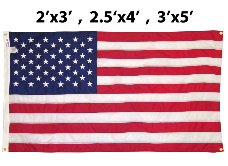 Nylon American Flag with Grommets Along Edges for Wall Hanging - Indoor or Outdoor *Made in USA*