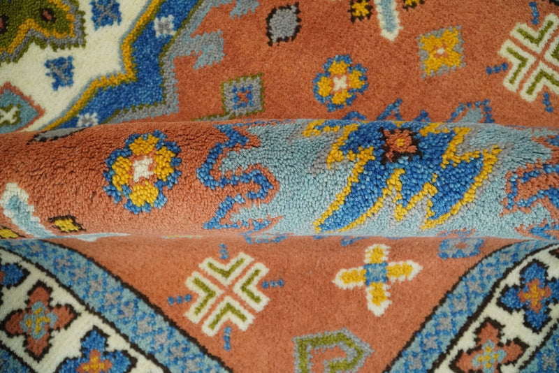 3x5 Rust and BIue Wool Hand Knotted traditional Vintage Antique Southwestern Tribal Kazak | TRDCP38135