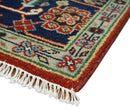 Wool Area Rug Hand Knotted Heriz Red Ivory Blue Traditional Design by The Rug Decor