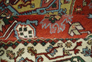 Wool Area Rug Hand Knotted Heriz Red Ivory Blue Traditional Design by The Rug Decor