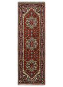 Wool Area Rug Hand Knotted Heriz Red Ivory Blue Traditional Design by The Rug Decor
