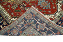 Wool Area Rug Hand Knotted Heriz Red Ivory Blue Traditional Design by The Rug Decor