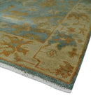 3x6 Runner Hand Knotted Blue, Beige and Rust Traditional Oushak Wool Area Rug | N338266