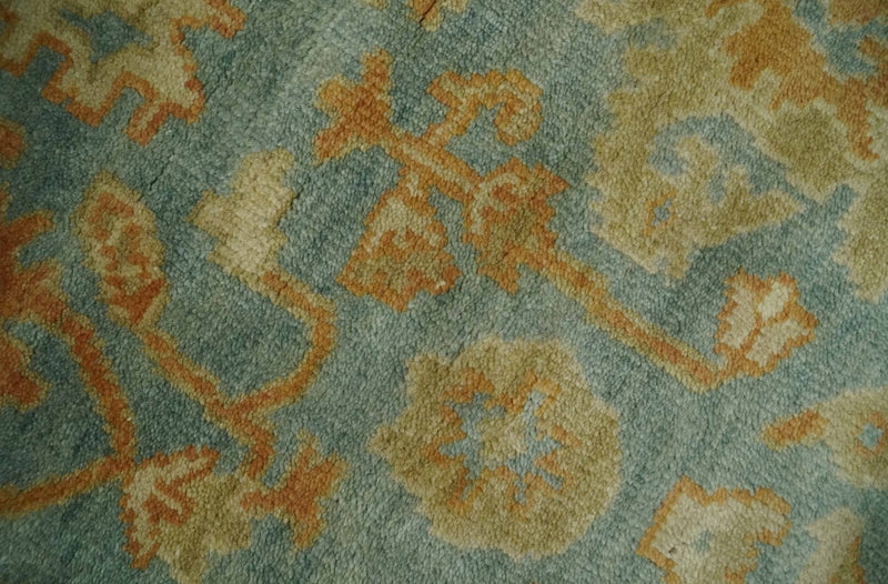 3x6 Runner Hand Knotted Blue, Beige and Rust Traditional Oushak Wool Area Rug | N338266