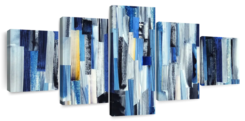 Striped Blue Abstract Wall Art