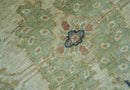 Custom Made Hand Knotted Beige and Blue Traditional Turkish Wool Rug