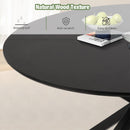 53" Mid-Century Modern Round Dining Room Table for 4-6 Person W/Solid Metal Legs, Black Wood Grain
