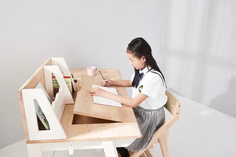 Adjustable Calla Wood Growth Desk with Easel - Natural Color