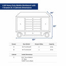 4.5ft Heavy Duty Mobile Workbench with 7 Drawers & 2 Cabinets