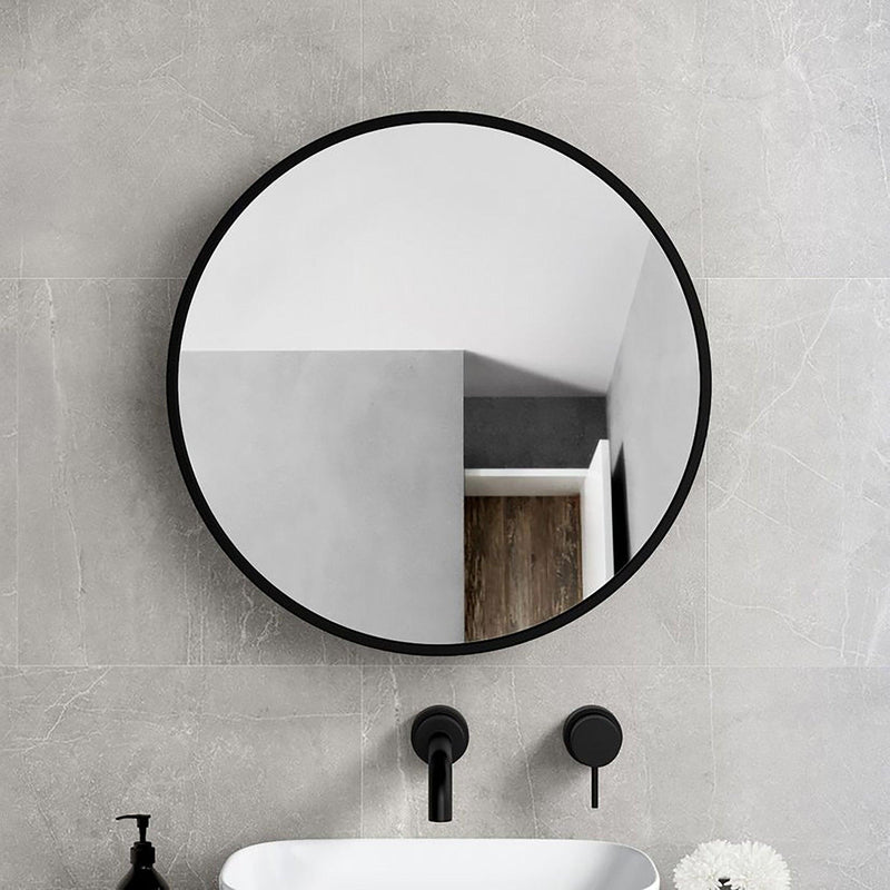 4.9 in. D x 30 in. W x 4 in. H Black Metal Round Framed Bathroom Surface Mount or Recess Medicine Cabinet with Mirror
