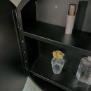 4.9 in. D x 30 in. W x 4 in. H Black Metal Round Framed Bathroom Surface Mount or Recess Medicine Cabinet with Mirror