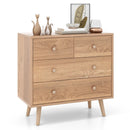 4-Drawer Dresser Cabinet Storage Organizer Rubber Leg with Rail-Natural by DirectDeals