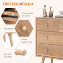 4-Drawer Dresser Cabinet Storage Organizer Rubber Leg with Rail-Natural by DirectDeals