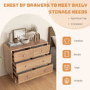 4-Drawer Dresser Cabinet Storage Organizer Rubber Leg with Rail-Natural by DirectDeals