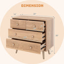 4-Drawer Dresser Cabinet Storage Organizer Rubber Leg with Rail-Natural by LJGDeals