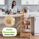 Adjustable Toddler Kitchen Tower with Safety Bars