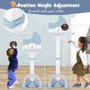 4-In-1 Kids Basketball Hoop with Moon-shaped Electronic Scoreboard and Play Set-Blue