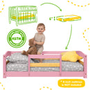 Crib Size Wooden Floor Bed Frame with Rails for Toddlers Age 1–3