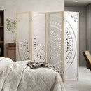 66 Inch Boho 4-Panel Room Divider Privacy Screen with Carved Pattern by LJGDeals