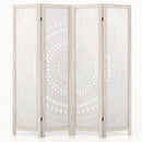 66 Inch Boho 4-Panel Room Divider Privacy Screen with Carved Pattern by DirectDeals