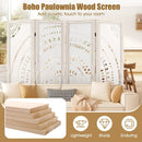 66 Inch Boho 4-Panel Room Divider Privacy Screen with Carved Pattern by LJGDeals