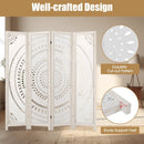 66 Inch Boho 4-Panel Room Divider Privacy Screen with Carved Pattern by DirectDeals