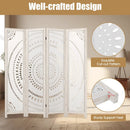 66 Inch Boho 4-Panel Room Divider Privacy Screen with Carved Pattern by LJGDeals