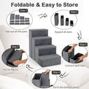 4-Step Dog Stairs Non-slip Foldable Dog Ramp with Adjustable Steps-Grey by LJGDeals