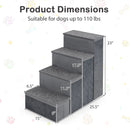 4-Step Dog Stairs Non-slip Foldable Dog Ramp with Adjustable Steps-Grey by LJGDeals