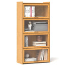4-Tier Bamboo Bookcase with Doors for Study Room Living Room by LJGDeals