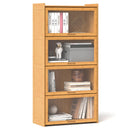 4-Tier Bamboo Bookcase with Doors for Study Room Living Room-Brown by DirectDeals